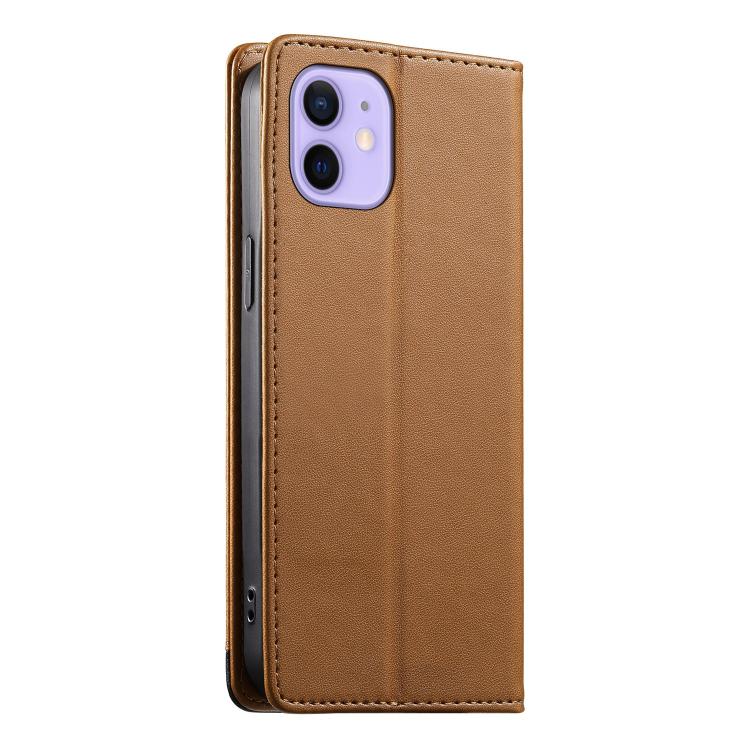 For iPhone 12 / 12 Pro Dierfeng Splicing Strong Magnetic RFID Vegan Leather Phone Case