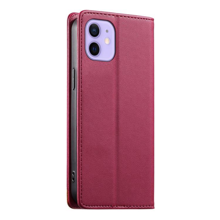 For iPhone 12 / 12 Pro Dierfeng Splicing Strong Magnetic RFID Vegan Leather Phone Case
