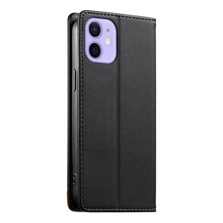 For iPhone 12 mini Dierfeng Splicing Strong Magnetic RFID Vegan Leather Phone Case