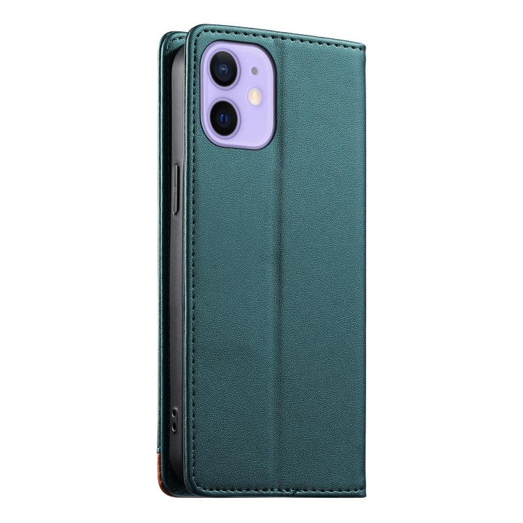 For iPhone 12 mini Dierfeng Splicing Strong Magnetic RFID Vegan Leather Phone Case