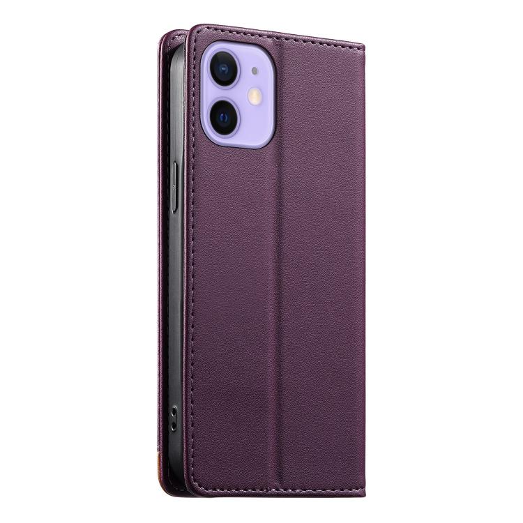 For iPhone 12 mini Dierfeng Splicing Strong Magnetic RFID Vegan Leather Phone Case