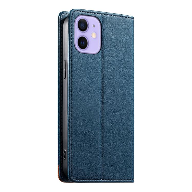 For iPhone 12 mini Dierfeng Splicing Strong Magnetic RFID Vegan Leather Phone Case