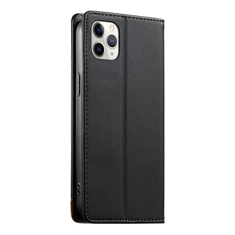 For iPhone 11 Pro Max Dierfeng Splicing Strong Magnetic RFID Vegan Leather Phone Case