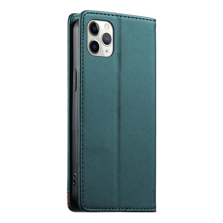 For iPhone 11 Pro Max Dierfeng Splicing Strong Magnetic RFID Vegan Leather Phone Case
