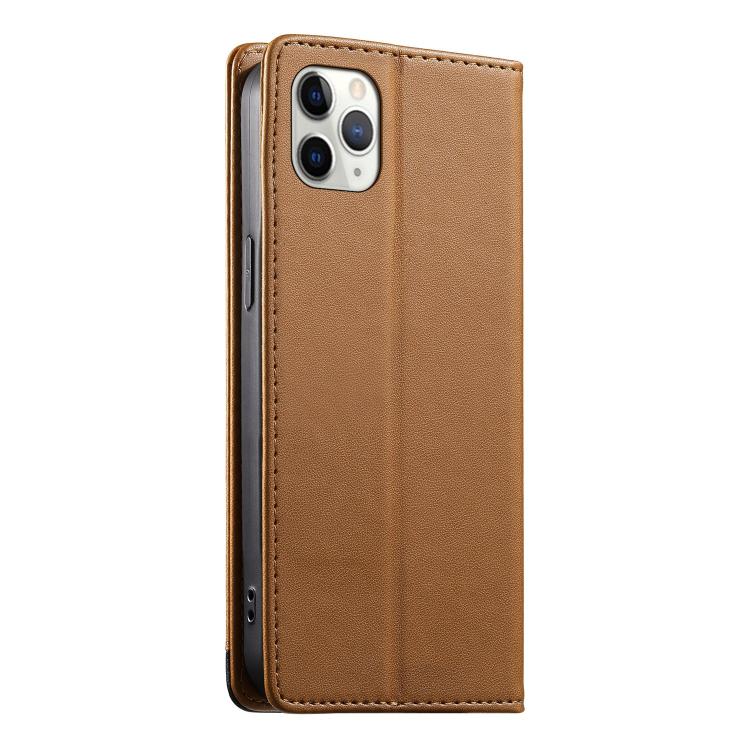 For iPhone 11 Pro Max Dierfeng Splicing Strong Magnetic RFID Vegan Leather Phone Case