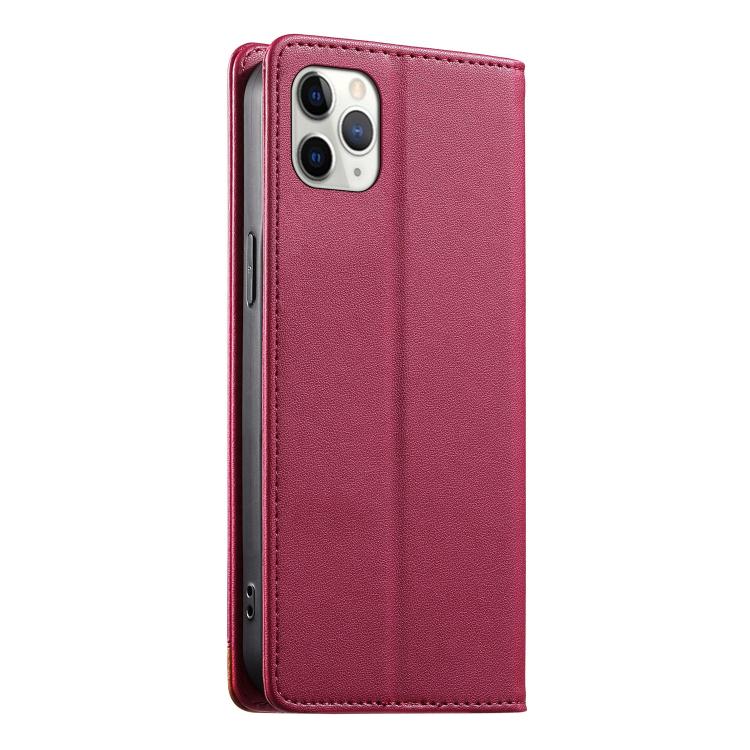For iPhone 11 Pro Max Dierfeng Splicing Strong Magnetic RFID Vegan Leather Phone Case