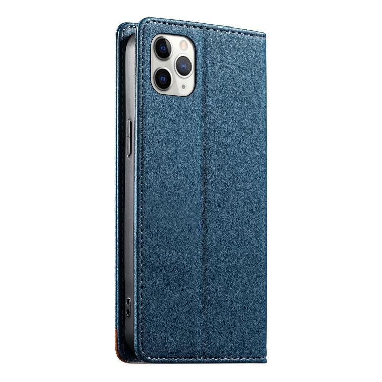 For iPhone 11 Pro Max Dierfeng Splicing Strong Magnetic RFID Vegan Leather Phone Case