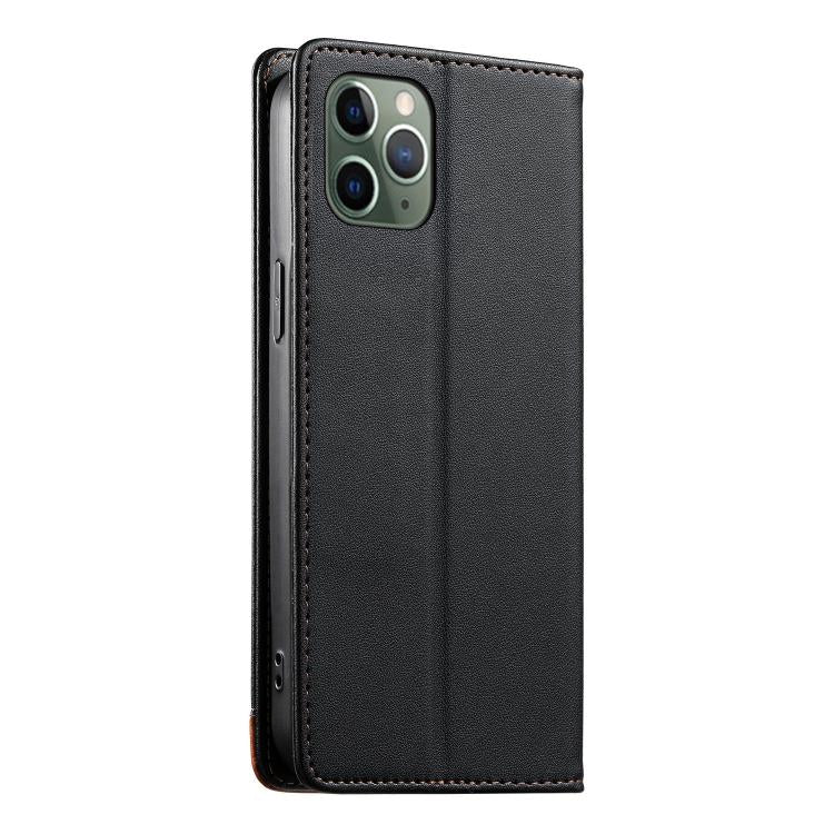 For iPhone 11 Pro Dierfeng Splicing Strong Magnetic RFID Vegan Leather Phone Case