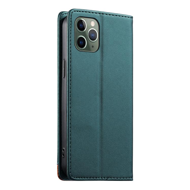 For iPhone 11 Pro Dierfeng Splicing Strong Magnetic RFID Vegan Leather Phone Case