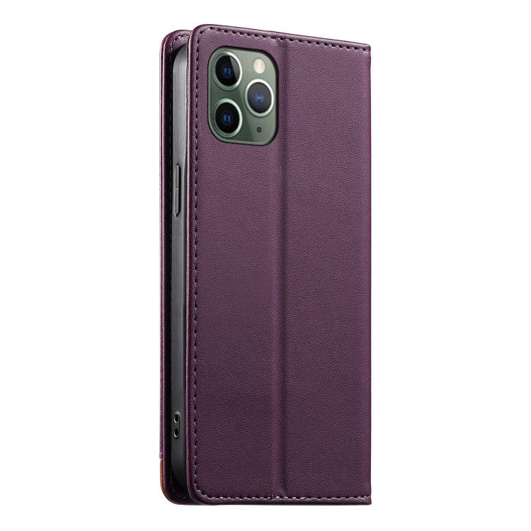 For iPhone 11 Pro Dierfeng Splicing Strong Magnetic RFID Vegan Leather Phone Case