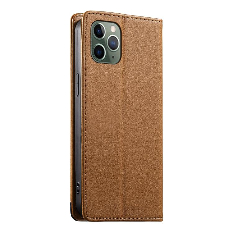 For iPhone 11 Pro Dierfeng Splicing Strong Magnetic RFID Vegan Leather Phone Case