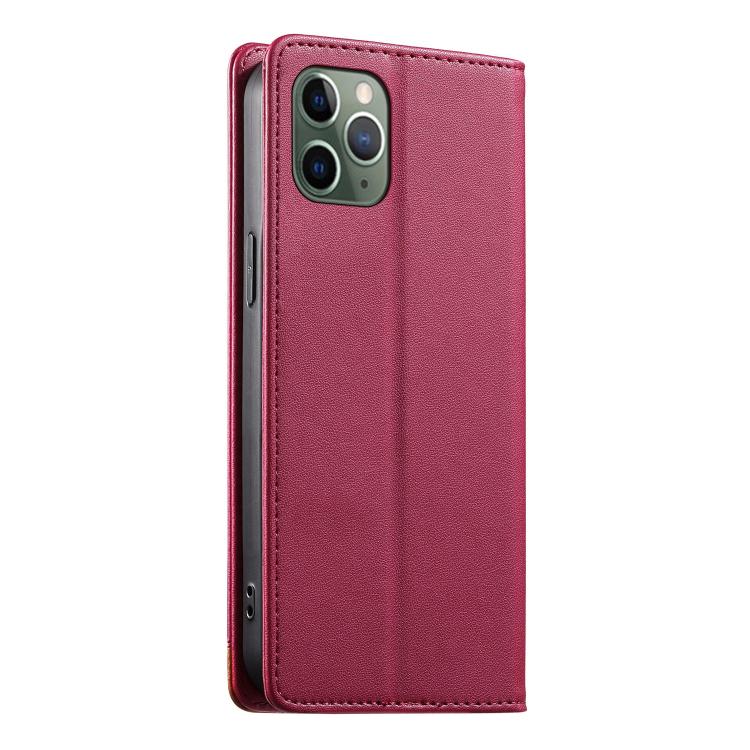 For iPhone 11 Pro Dierfeng Splicing Strong Magnetic RFID Vegan Leather Phone Case