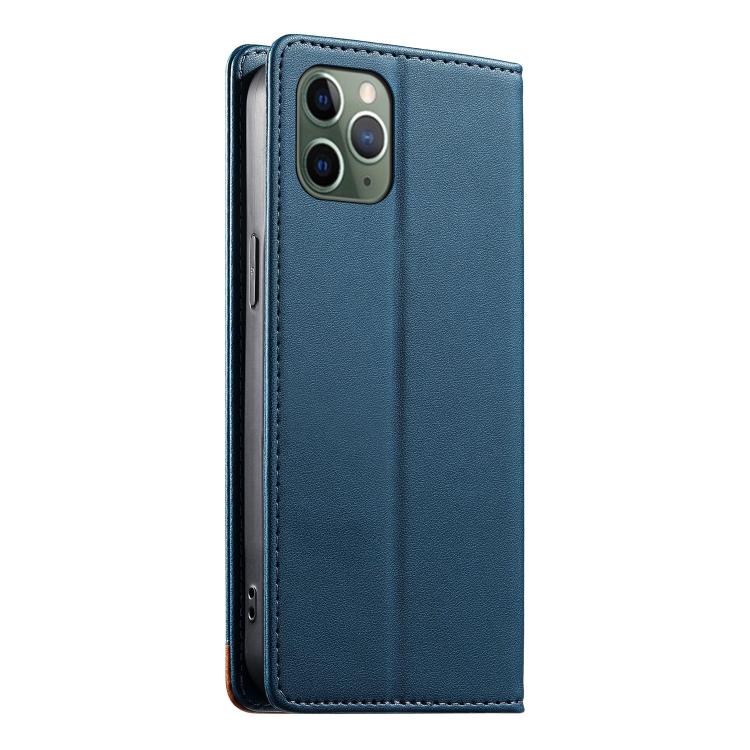 For iPhone 11 Pro Dierfeng Splicing Strong Magnetic RFID Vegan Leather Phone Case