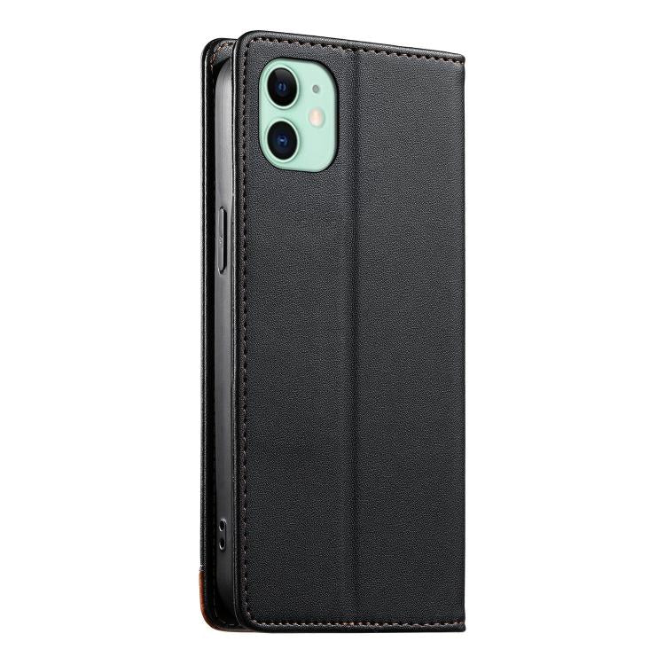 For iPhone 11 Dierfeng Splicing Strong Magnetic RFID Vegan Leather Phone Case