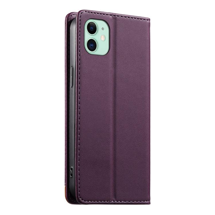 For iPhone 11 Dierfeng Splicing Strong Magnetic RFID Vegan Leather Phone Case