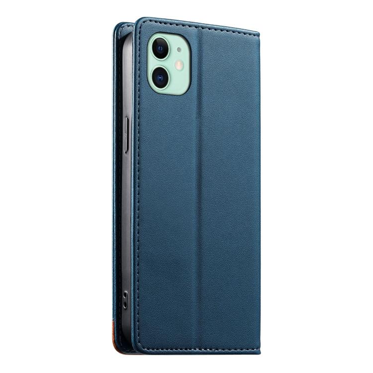 For iPhone 11 Dierfeng Splicing Strong Magnetic RFID Vegan Leather Phone Case