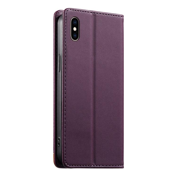 For iPhone XS Max Dierfeng Splicing Strong Magnetic RFID Vegan Leather Phone Case