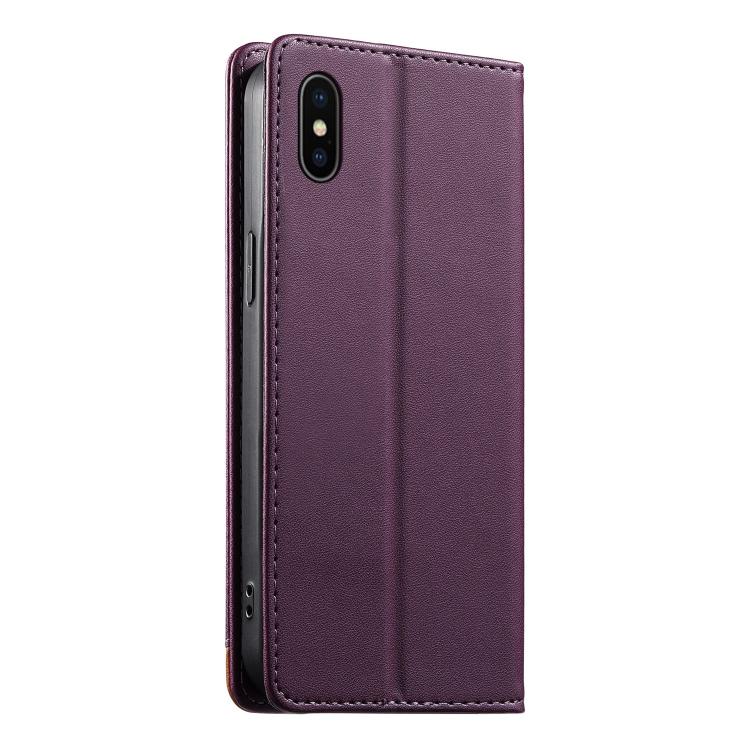 For iPhone X / XS Dierfeng Splicing Strong Magnetic RFID Vegan Leather Phone Case