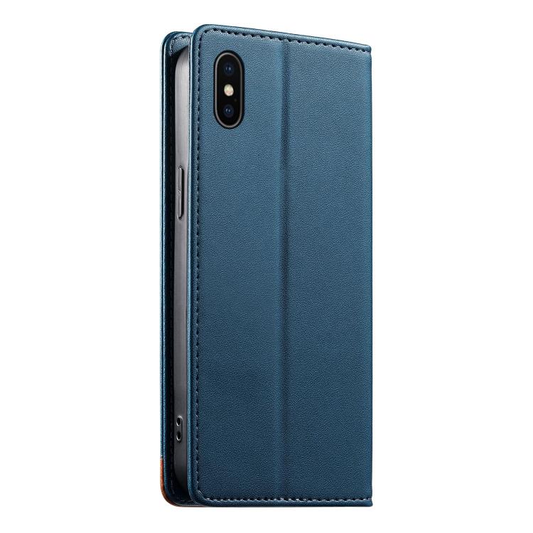 For iPhone X / XS Dierfeng Splicing Strong Magnetic RFID Vegan Leather Phone Case