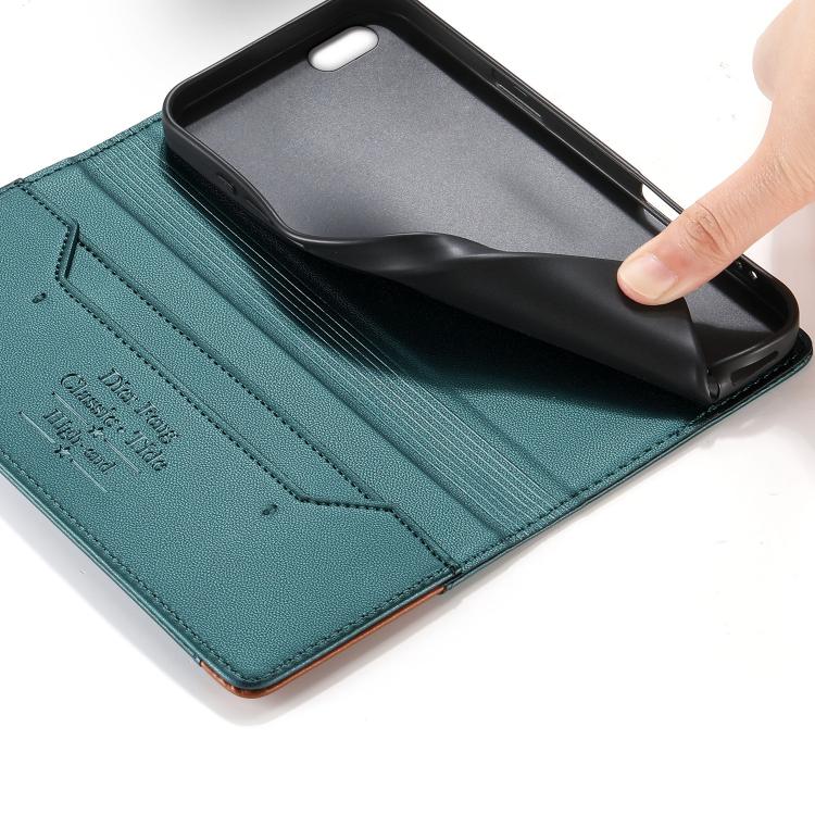 For iPhone 8 Plus / 7 Plus Dierfeng Splicing Strong Magnetic RFID Vegan Leather Phone Case