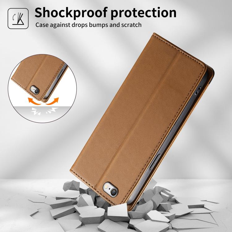 For iPhone 8 Plus / 7 Plus Dierfeng Splicing Strong Magnetic RFID Vegan Leather Phone Case