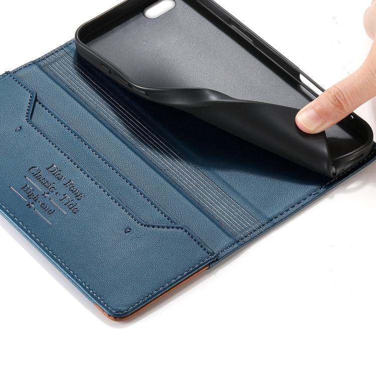 For iPhone 8 Plus / 7 Plus Dierfeng Splicing Strong Magnetic RFID Vegan Leather Phone Case