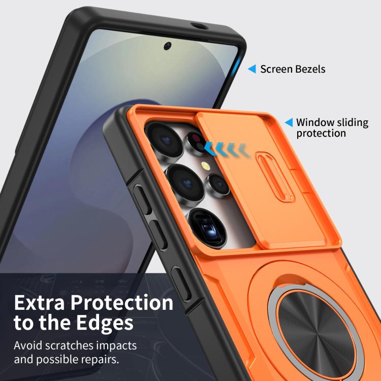 For Samsung Galaxy S25 Ultra 5G Camshield Rotation Holder MagSafe Phone Case