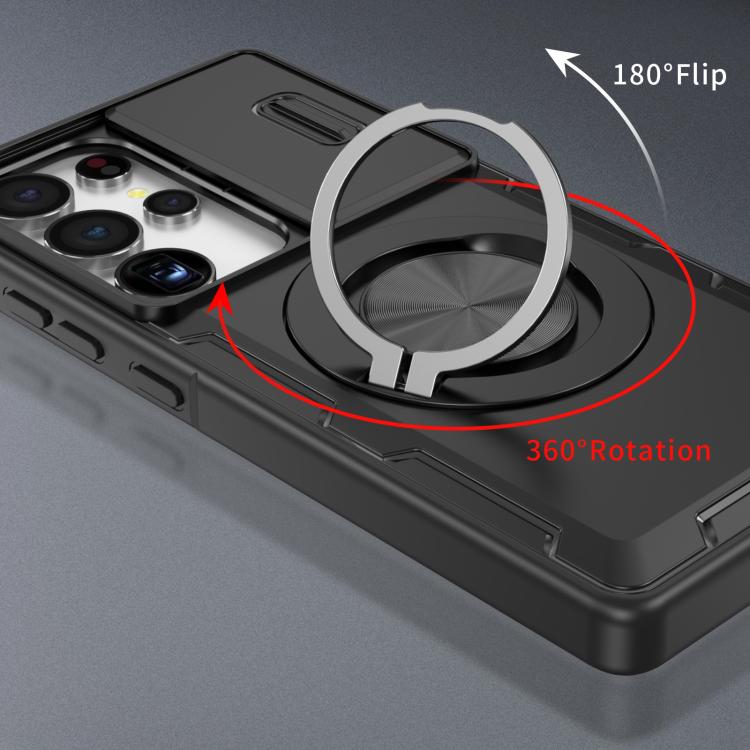 For Samsung Galaxy S25 Ultra 5G Camshield Rotation Holder MagSafe Phone Case