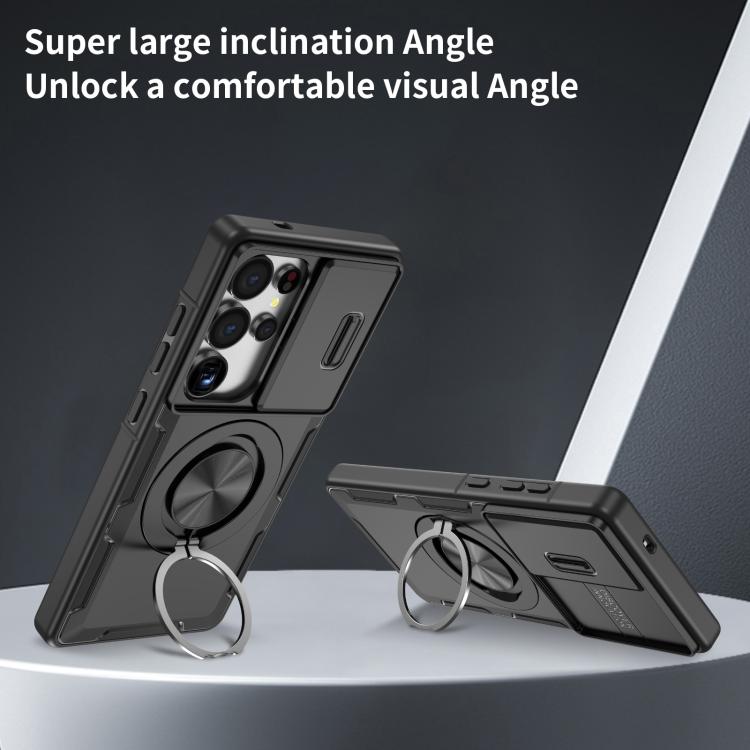 For Samsung Galaxy S25 Ultra 5G Camshield Rotation Holder MagSafe Phone Case