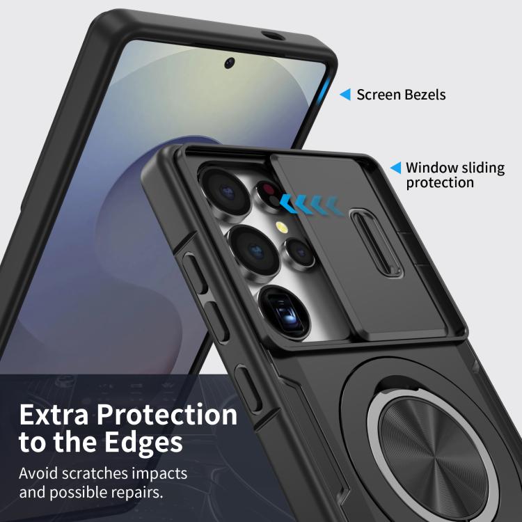 For Samsung Galaxy S25 Ultra 5G Camshield Rotation Holder MagSafe Phone Case