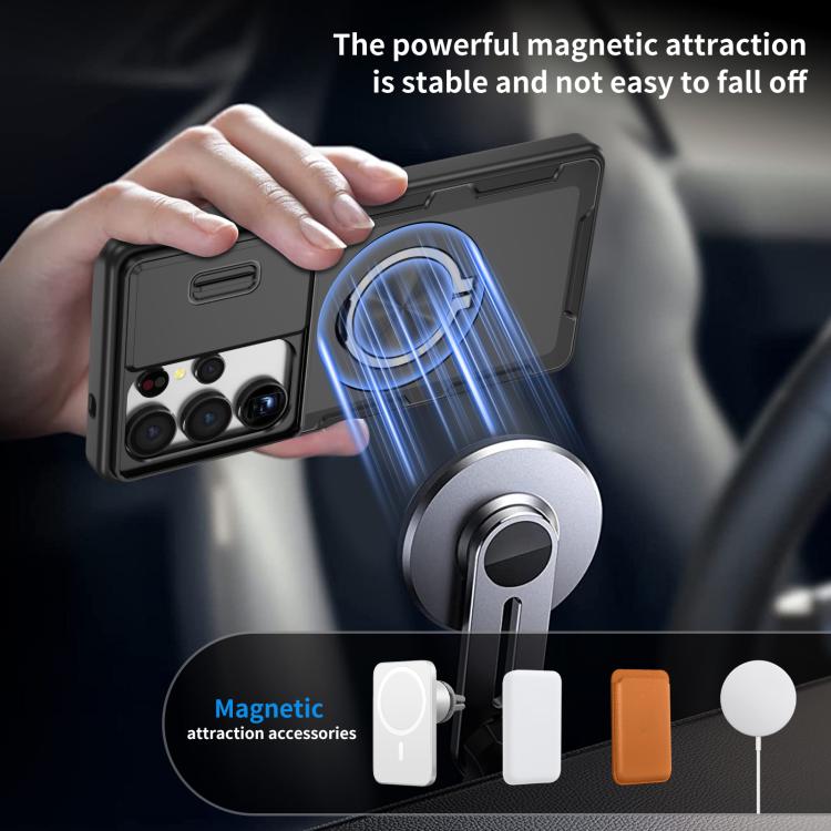 For Samsung Galaxy S25 Ultra 5G Camshield Rotation Holder MagSafe Phone Case