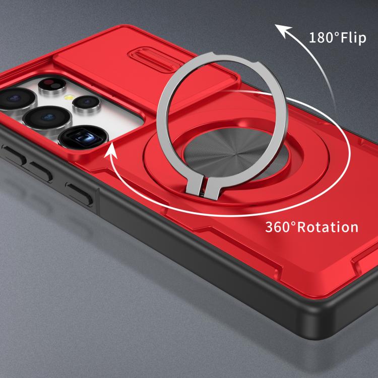For Samsung Galaxy S25 Ultra 5G Camshield Rotation Holder MagSafe Phone Case