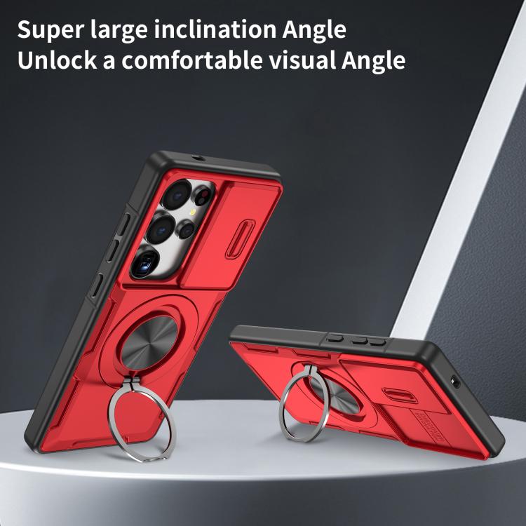 For Samsung Galaxy S25 Ultra 5G Camshield Rotation Holder MagSafe Phone Case