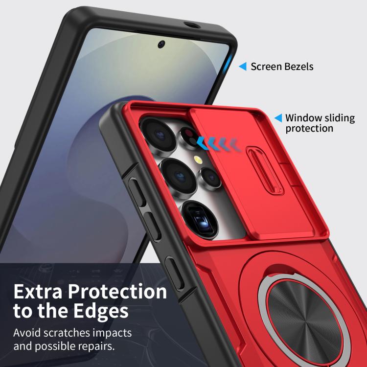 For Samsung Galaxy S25 Ultra 5G Camshield Rotation Holder MagSafe Phone Case