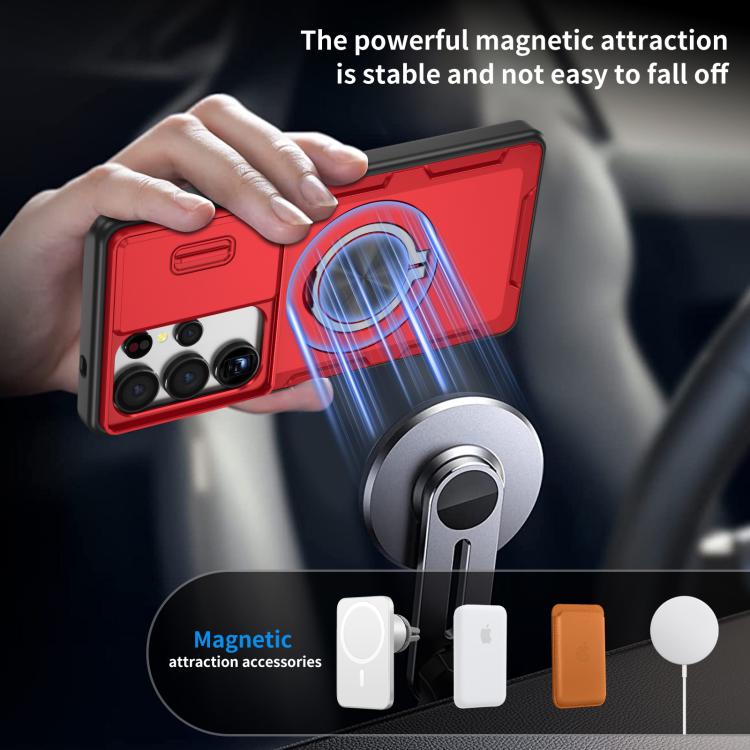 For Samsung Galaxy S25 Ultra 5G Camshield Rotation Holder MagSafe Phone Case