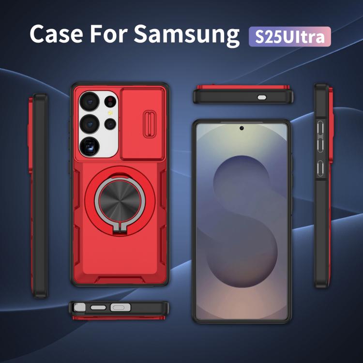 For Samsung Galaxy S25 Ultra 5G Camshield Rotation Holder MagSafe Phone Case