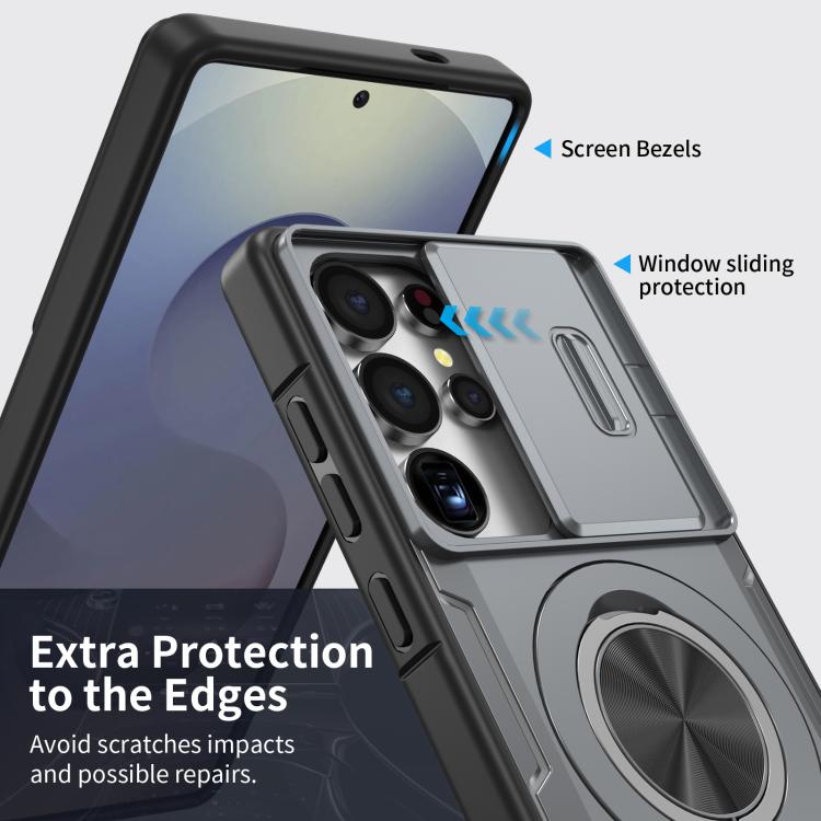 For Samsung Galaxy S25 Ultra 5G Camshield Rotation Holder MagSafe Phone Case