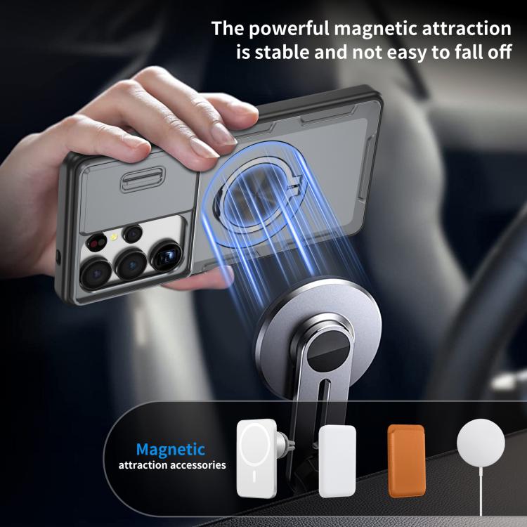 For Samsung Galaxy S25 Ultra 5G Camshield Rotation Holder MagSafe Phone Case