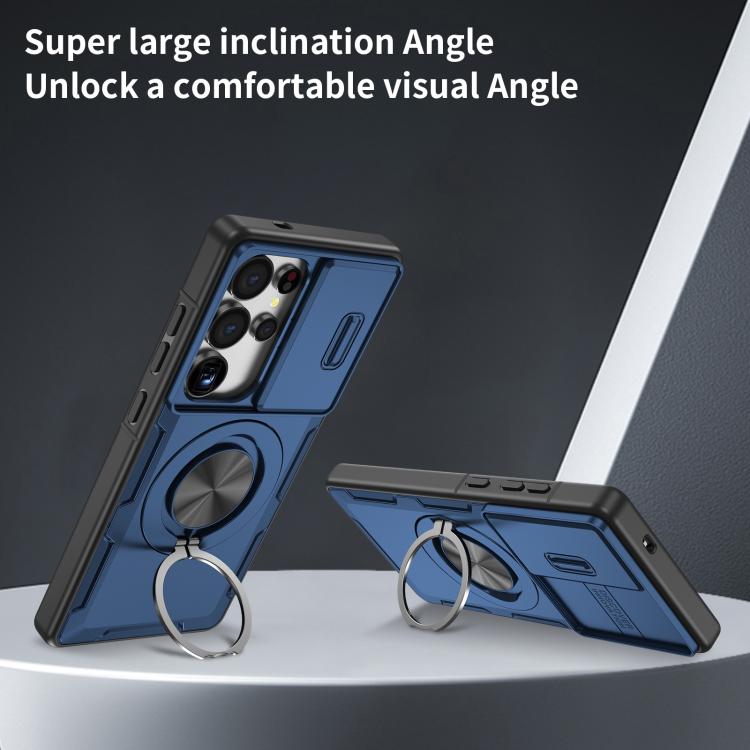 For Samsung Galaxy S25 Ultra 5G Camshield Rotation Holder MagSafe Phone Case