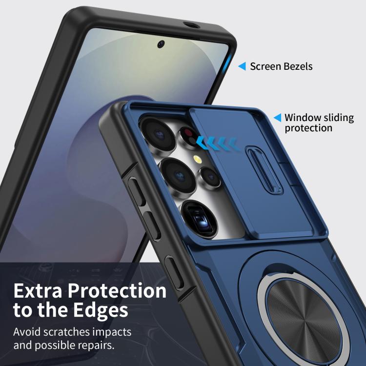 For Samsung Galaxy S25 Ultra 5G Camshield Rotation Holder MagSafe Phone Case