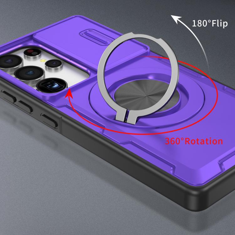 For Samsung Galaxy S25 Ultra 5G Camshield Rotation Holder MagSafe Phone Case