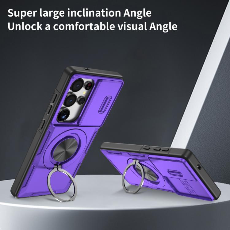 For Samsung Galaxy S25 Ultra 5G Camshield Rotation Holder MagSafe Phone Case