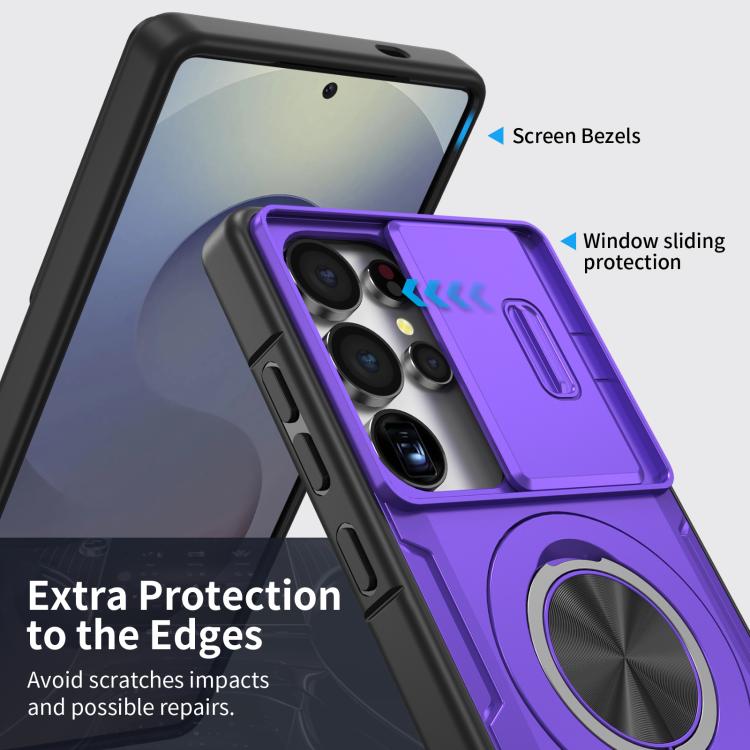 For Samsung Galaxy S25 Ultra 5G Camshield Rotation Holder MagSafe Phone Case