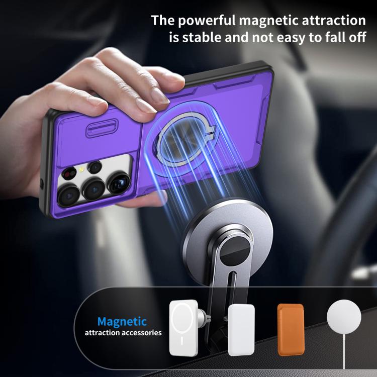 For Samsung Galaxy S25 Ultra 5G Camshield Rotation Holder MagSafe Phone Case