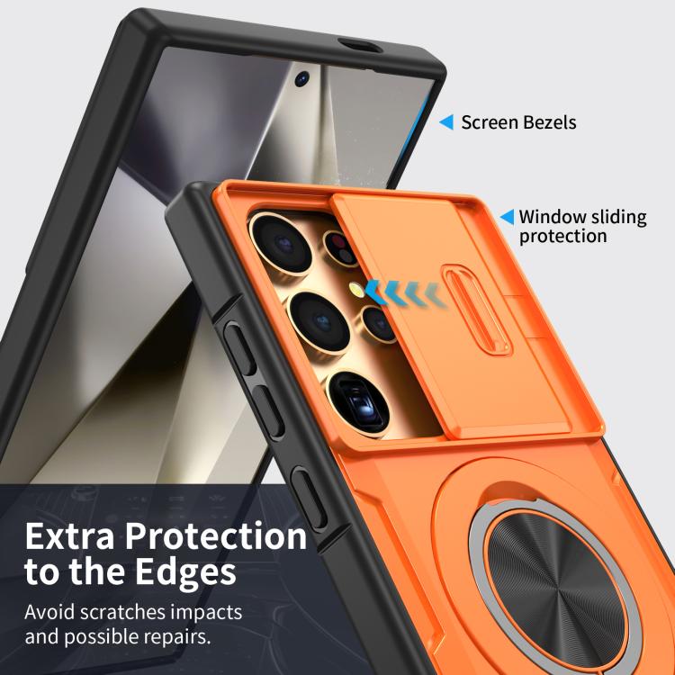 For Samsung Galaxy S24 Ultra 5G Camshield Rotation Holder MagSafe Phone Case