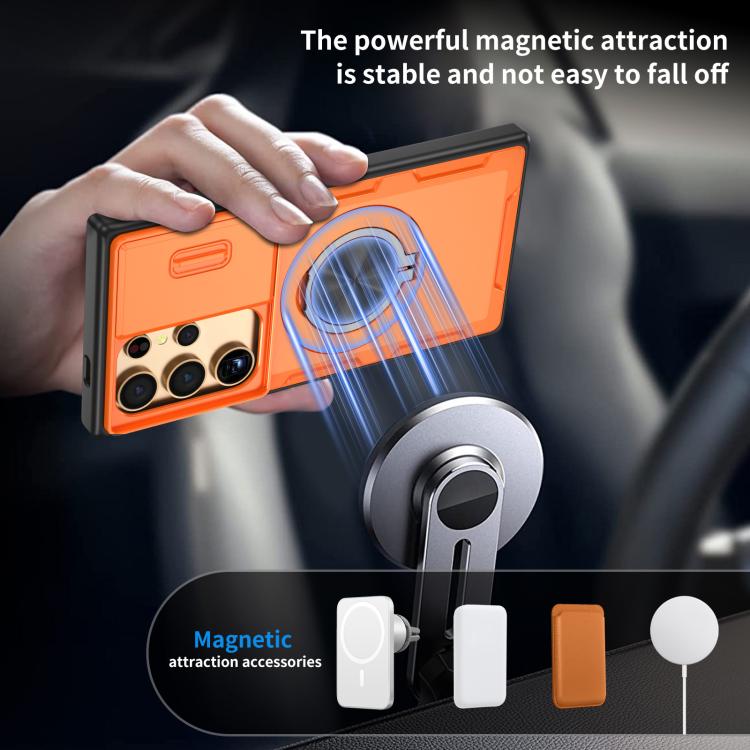 For Samsung Galaxy S24 Ultra 5G Camshield Rotation Holder MagSafe Phone Case