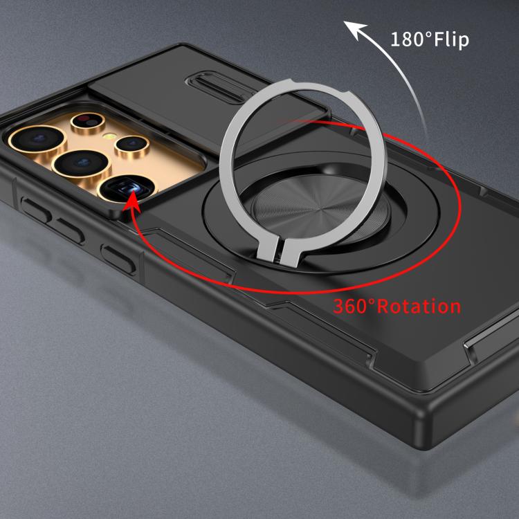 For Samsung Galaxy S24 Ultra 5G Camshield Rotation Holder MagSafe Phone Case