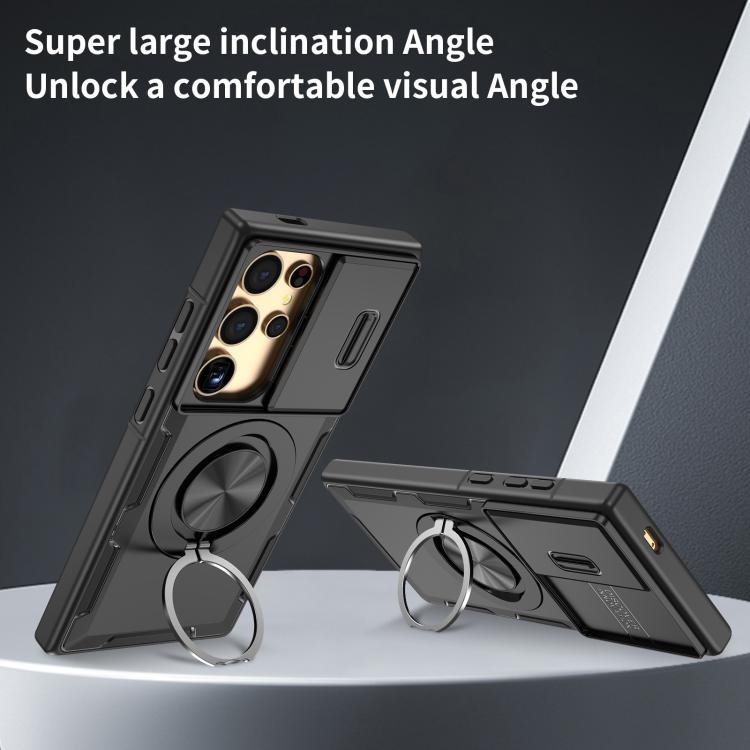 For Samsung Galaxy S24 Ultra 5G Camshield Rotation Holder MagSafe Phone Case