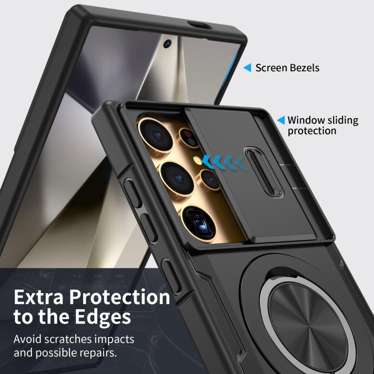 For Samsung Galaxy S24 Ultra 5G Camshield Rotation Holder MagSafe Phone Case