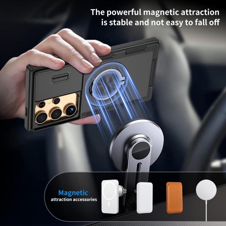 For Samsung Galaxy S24 Ultra 5G Camshield Rotation Holder MagSafe Phone Case